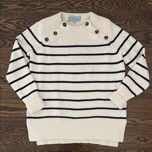 Tuckernuck Cream and Navy Striped Crewneck Sweater
